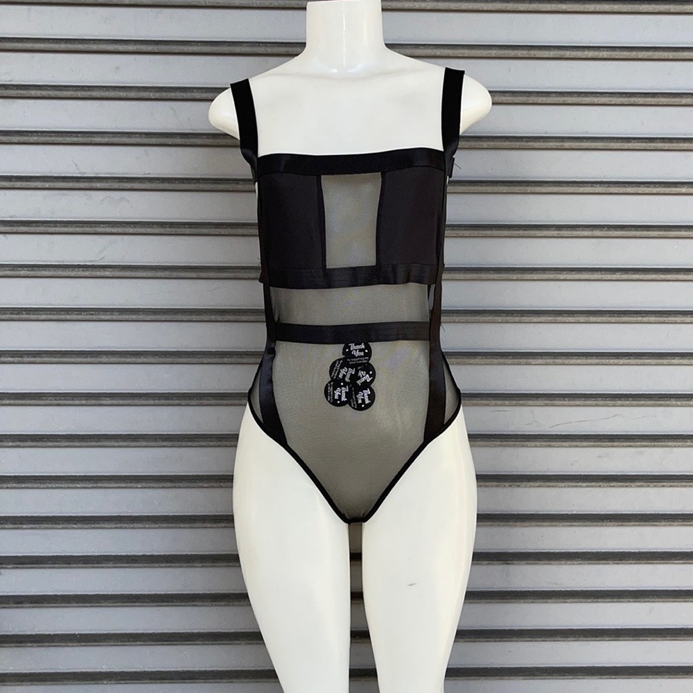 Black Sheer Bodysuit Fits S